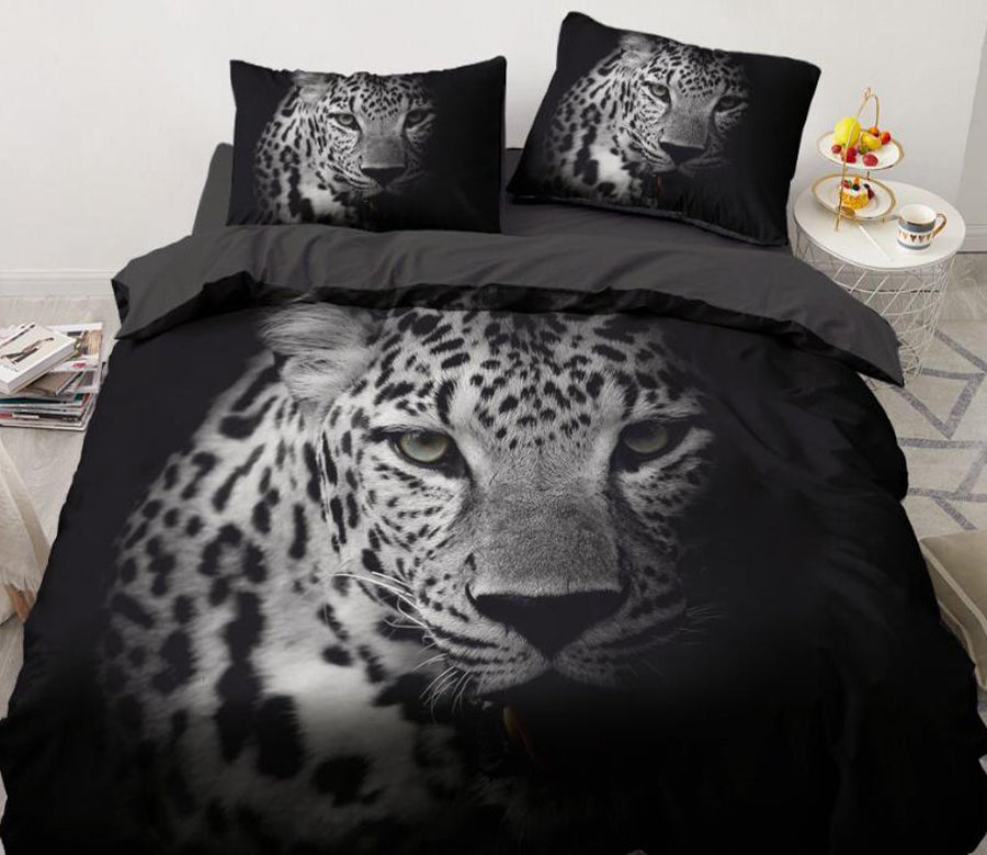 3D Black Leopard 050 Bed Pillowcases Quilt