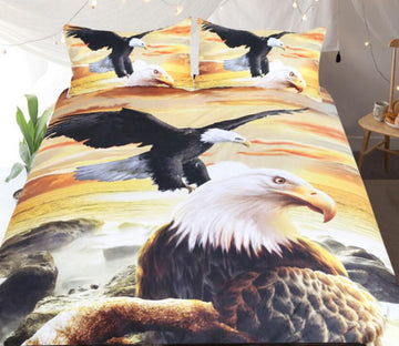 3D Flying Eagle 1056 Bed Pillowcases Quilt