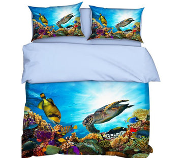 3D Coral Sea Turtle Seabed 9926 Bed Pillowcases Quilt