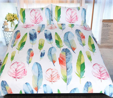 3D Watercolor Feather 9048 Bed Pillowcases Quilt