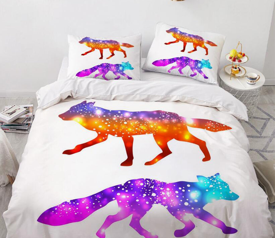 3D Fox Starry Sky 9083 Bed Pillowcases Quilt
