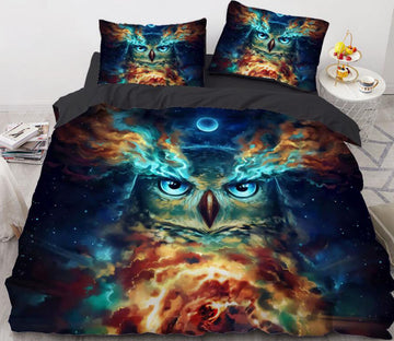 3D Owl Galaxy 8853 Bed Pillowcases Quilt
