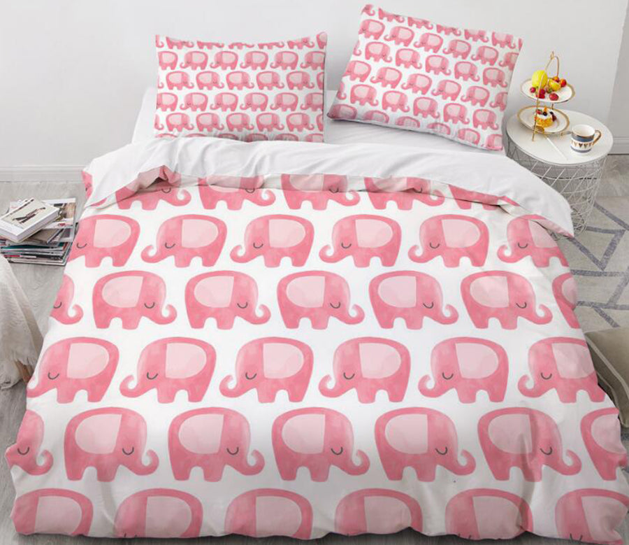 3D Cartoons Pink Elephant 034 Bed Pillowcases Quilt