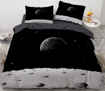 3D Lunar Surface 127 Bed Pillowcases Quilt