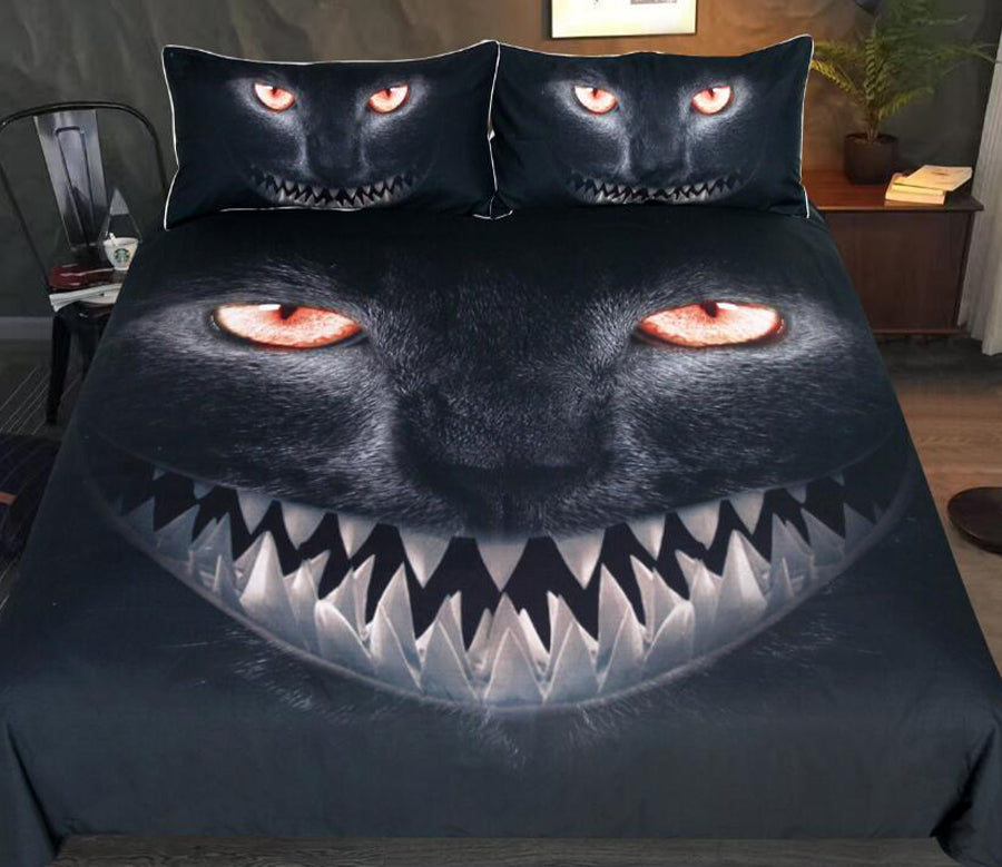 3D Fangs Cat 1111 Bed Pillowcases Quilt