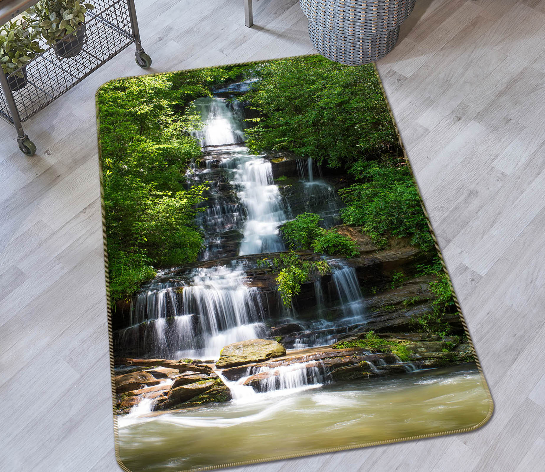 3D Mountain Stream 26043 Non Slip Rug Mat