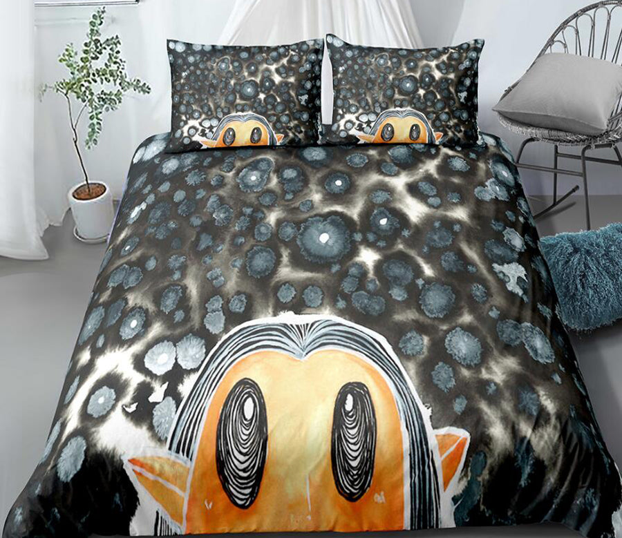 3D Black Dots Doll Head 99112 Bed Pillowcases Quilt