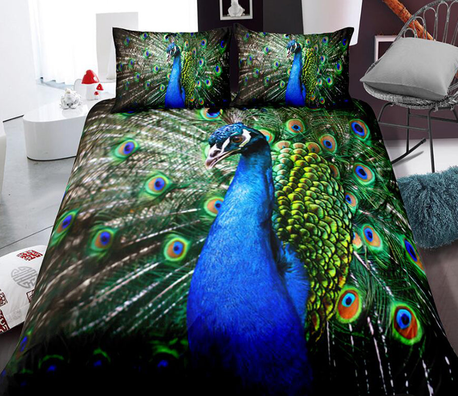 3D Peacock Open Screen 0109 Bed Pillowcases Quilt