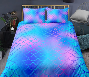 3D Blue Pink Fish Scale 0043 Bed Pillowcases Quilt