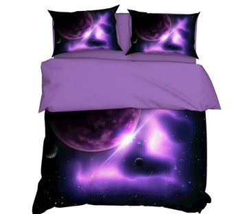 3D Planet Purple Light 11116 Bed Pillowcases Quilt