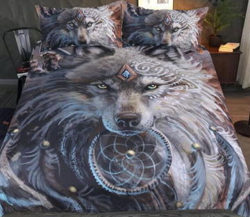 3D Wolf 6654 Bed Pillowcases Quilt