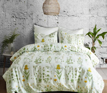 3D Light Green Flowers 1193 Bed Pillowcases Quilt