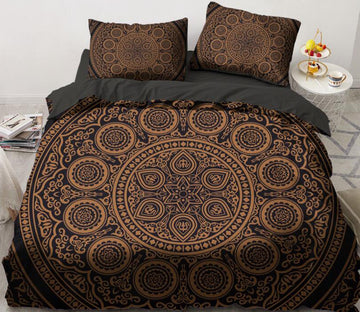 3D Gold Circle 5562 Bed Pillowcases Quilt