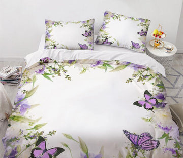 3D Purple Butterfly 9180 Bed Pillowcases Quilt