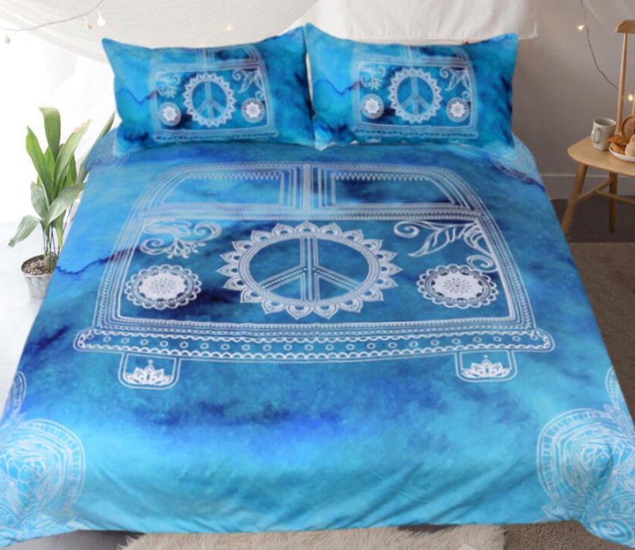 3D Ink Blue Car 1149 Bed Pillowcases Quilt