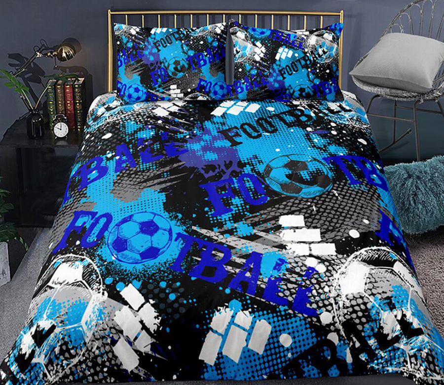 3D Blue Football 1119 Bed Pillowcases Quilt