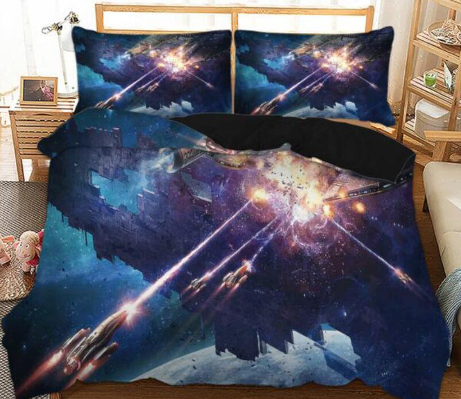 3D Space Battleship 5523 Bed Pillowcases Quilt