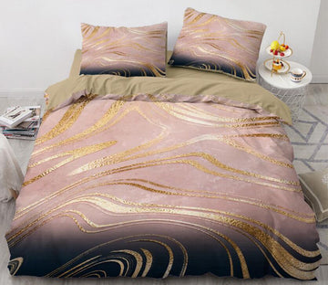 3D Golden Pattern 9106 Bed Pillowcases Quilt