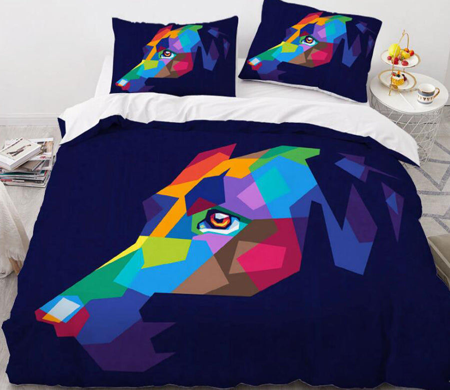 3D Color Dog Head 8845 Bed Pillowcases Quilt