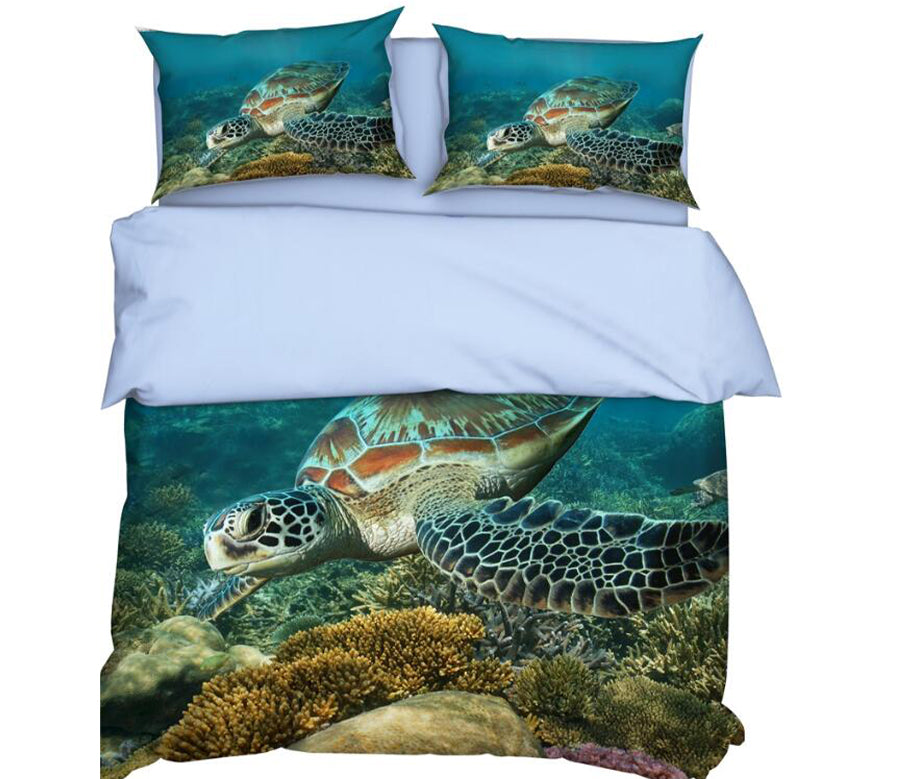 3D Seabed Sea Turtle 9912 Bed Pillowcases Quilt