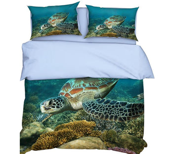 3D Seabed Sea Turtle 9912 Bed Pillowcases Quilt