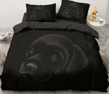 3D Black Background Puppy 5598 Bed Pillowcases Quilt