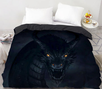 3D Black Dragon 8855 Bed Pillowcases Quilt