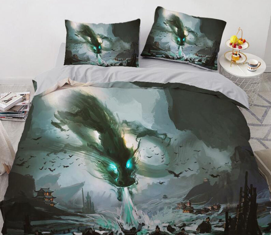 3D Big Dragon Mountain 7717 Bed Pillowcases Quilt