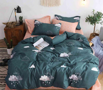 3D Dark Green Cloud 8123 Bed Pillowcases Quilt