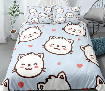 3D Cartoon Cat Head 0036 Bed Pillowcases Quilt