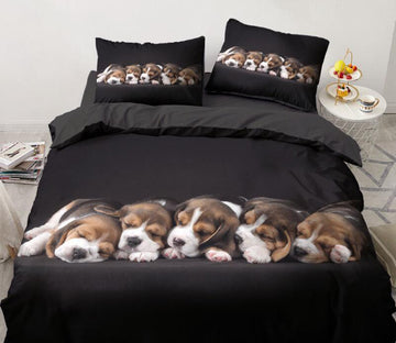 3D Five Puppies 77103 Bed Pillowcases Quilt
