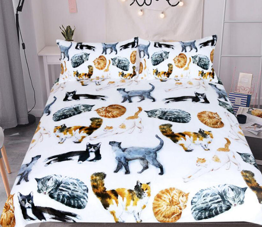 3D  Cat 1069 Bed Pillowcases Quilt