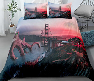 3D Bridge River 1107 Bed Pillowcases Quilt