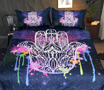 3D Color Ink Dots Hand Of Fatima 1011 Bed Pillowcases Quilt
