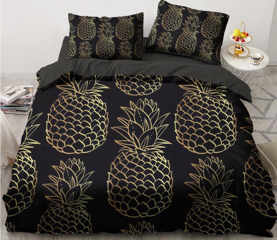3D Gold Pineapple 5585 Bed Pillowcases Quilt
