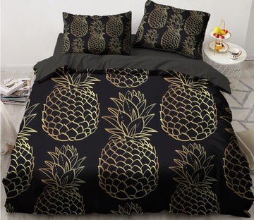 3D Gold Pineapple 5585 Bed Pillowcases Quilt