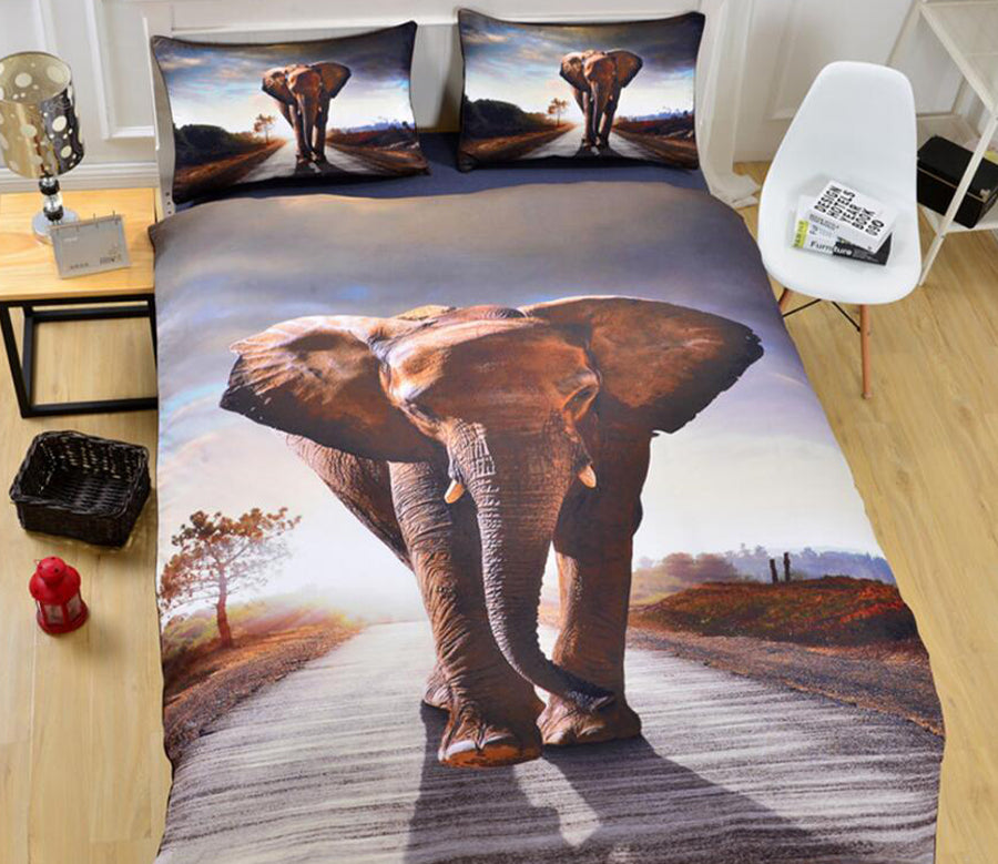 3D Elephant Road 1032 Bed Pillowcases Quilt