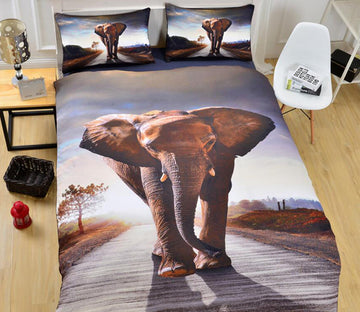 3D Elephant Road 1032 Bed Pillowcases Quilt