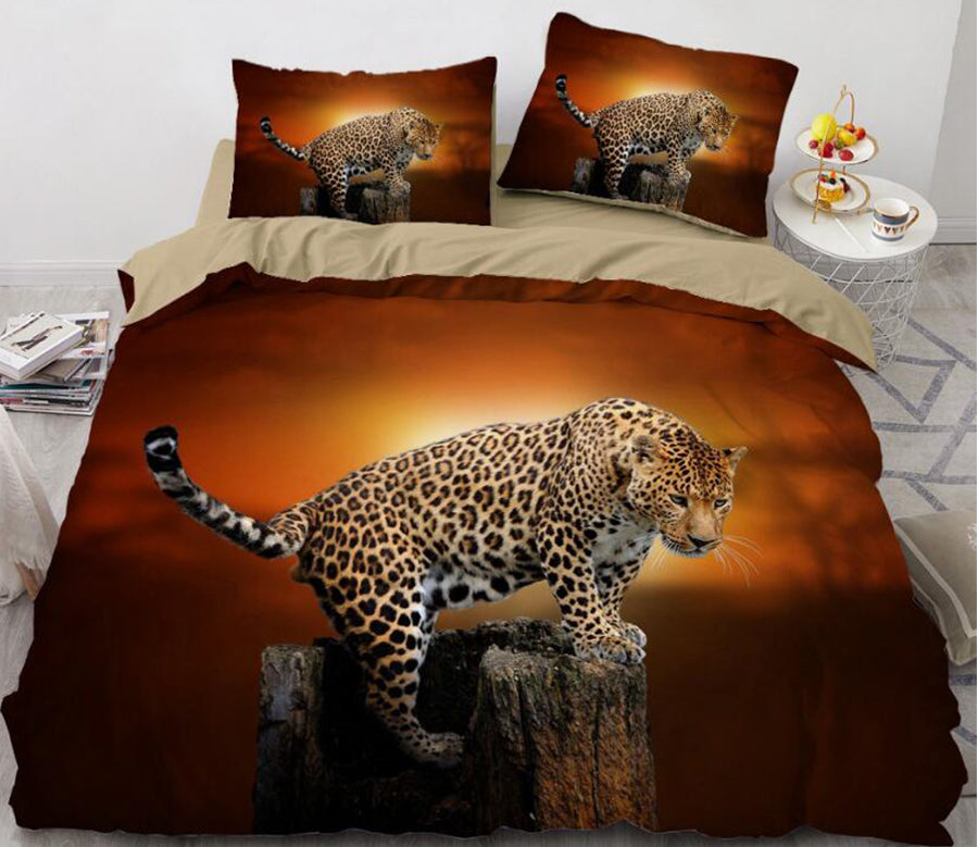 3D Stakes Leopard 054 Bed Pillowcases Quilt