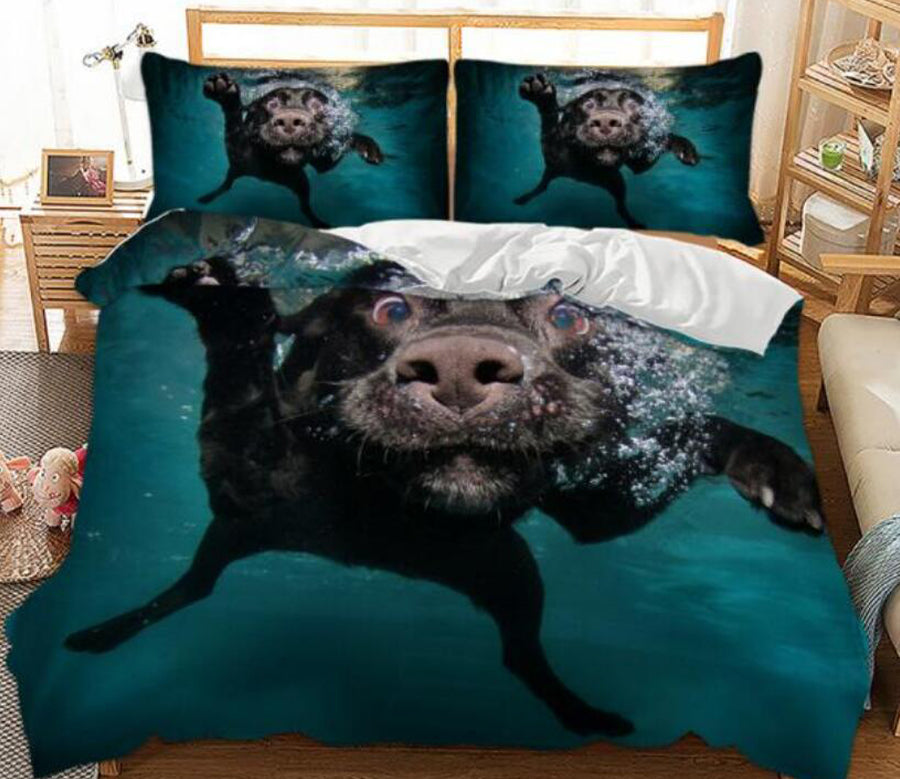 3D Dog Underwater 66157 Bed Pillowcases Quilt