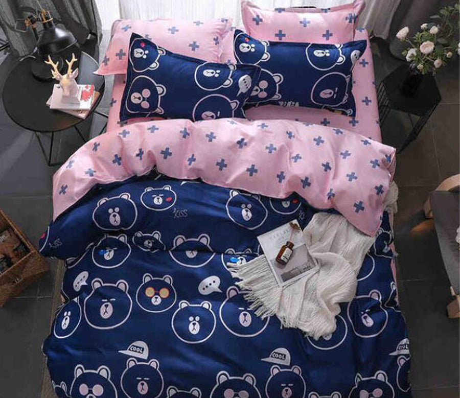 3D Dark Blue Bear 8076 Bed Pillowcases Quilt