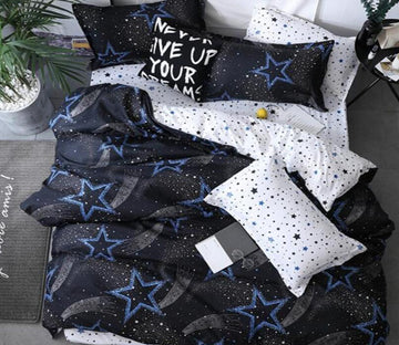 3D Blue Stars 66162 Bed Pillowcases Quilt