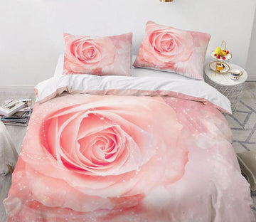 3D Light Pink Rose 9193 Bed Pillowcases Quilt