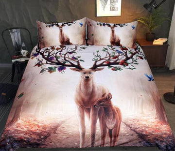 3D Road Deer 77195 Bed Pillowcases Quilt