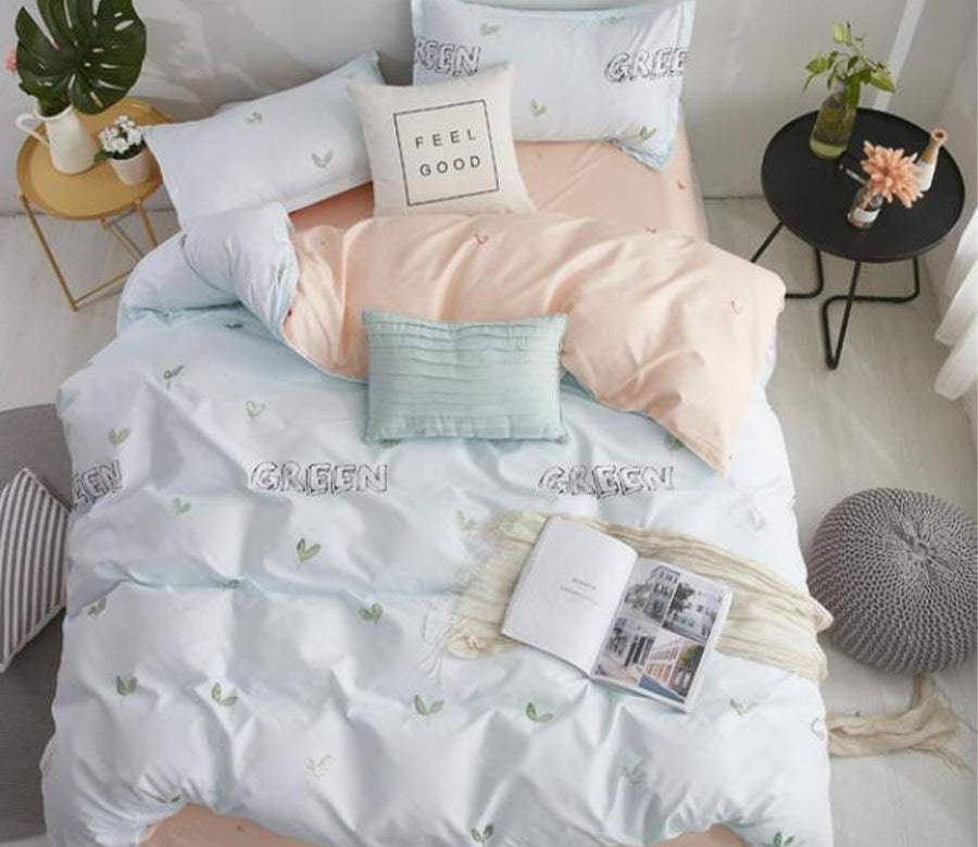 3D White Little Green Dot 8174 Bed Pillowcases Quilt