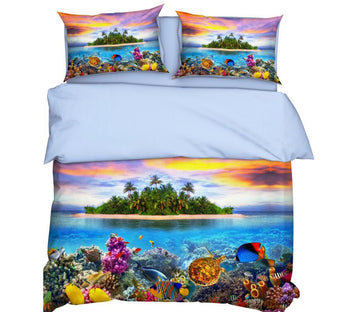 3D Small Island Ocean 9902 Bed Pillowcases Quilt