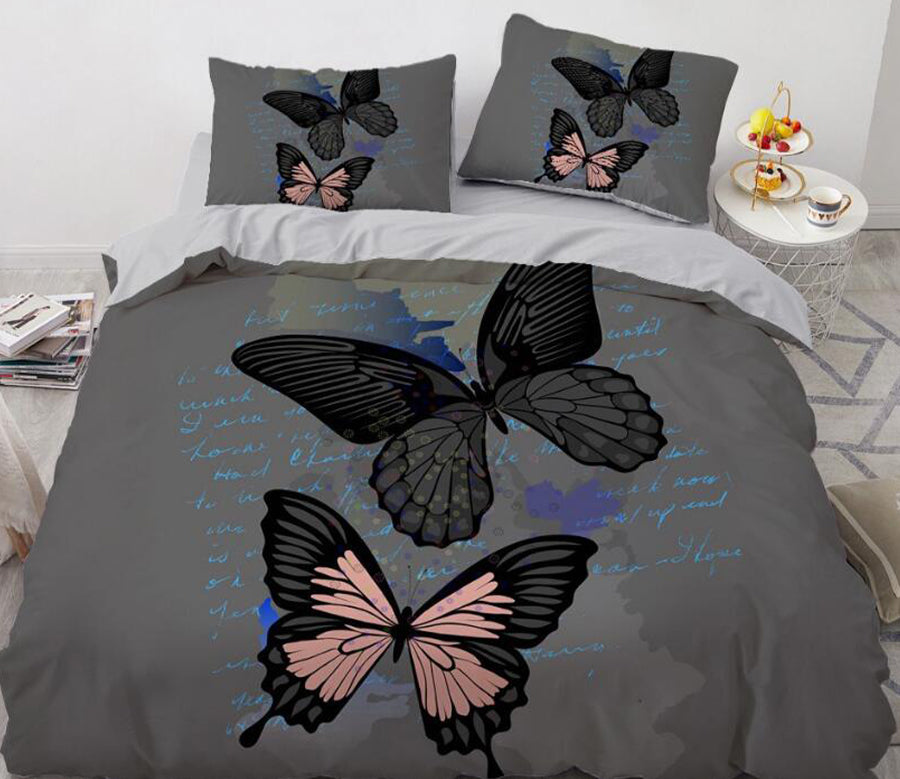 3D Two Butterflies 9136 Bed Pillowcases Quilt
