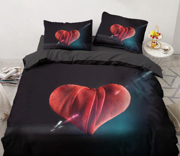 3D Love On Black 9162 Bed Pillowcases Quilt