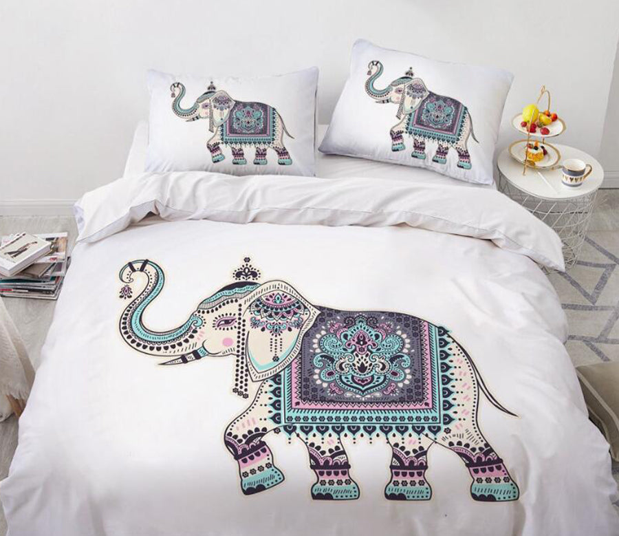 3D Elephant Blue Pattern 88135 Bed Pillowcases Quilt
