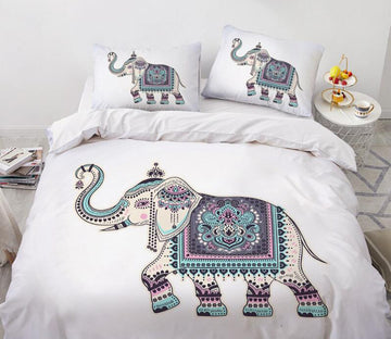 3D Elephant Blue Pattern 88135 Bed Pillowcases Quilt